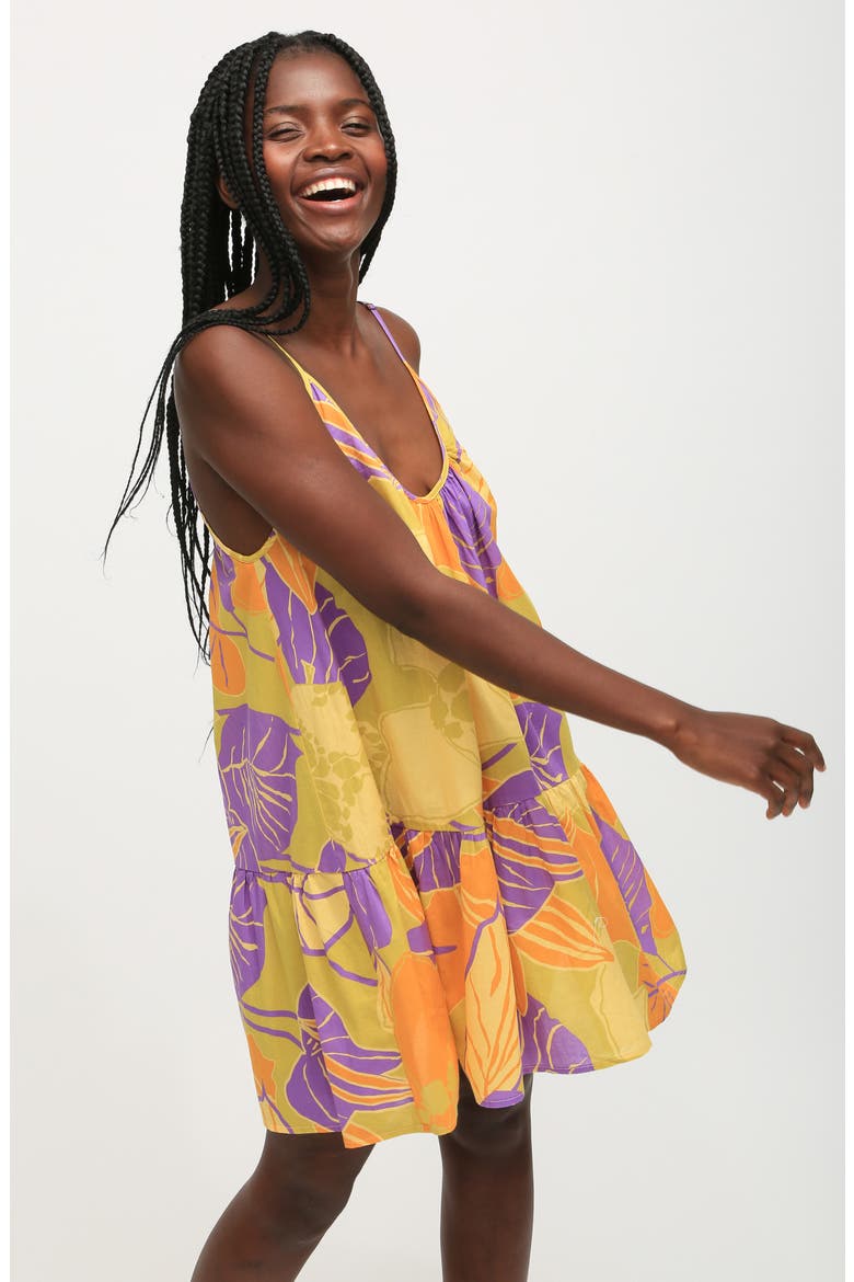 Sofia Floral Cotton Minidress, Alternate, color, OCHRE