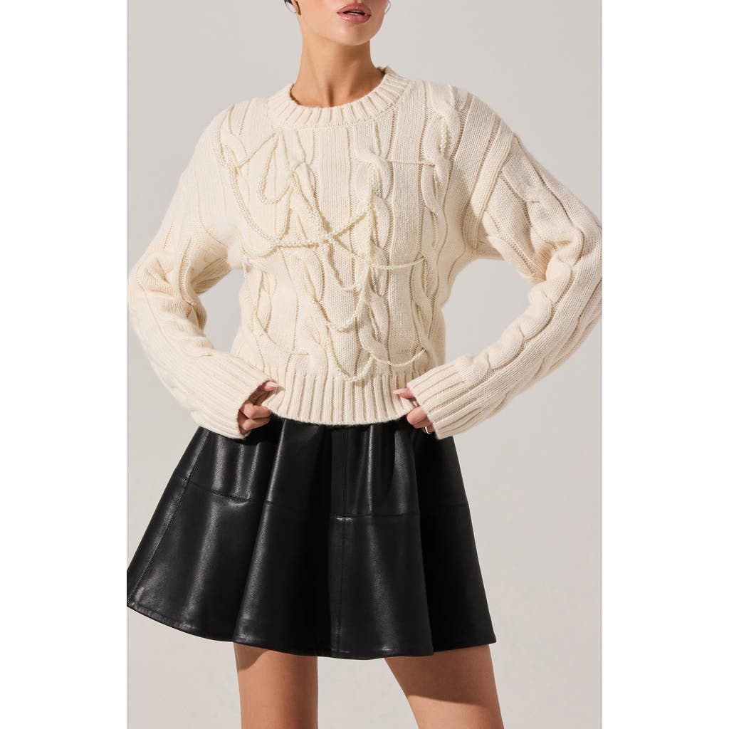 Astr The Label Pennina Cable Sweater In Neutral