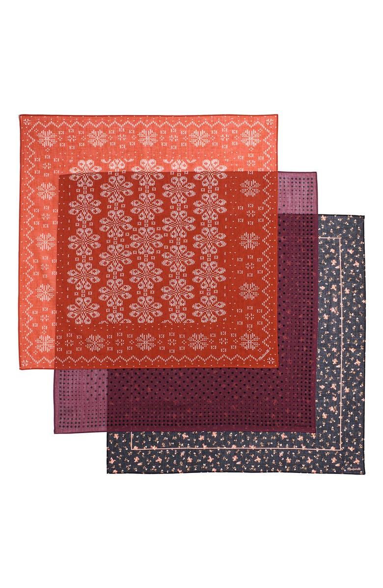 Madewell Assorted 3-Pack Organic Cotton Bandanas, Alternate, color, 