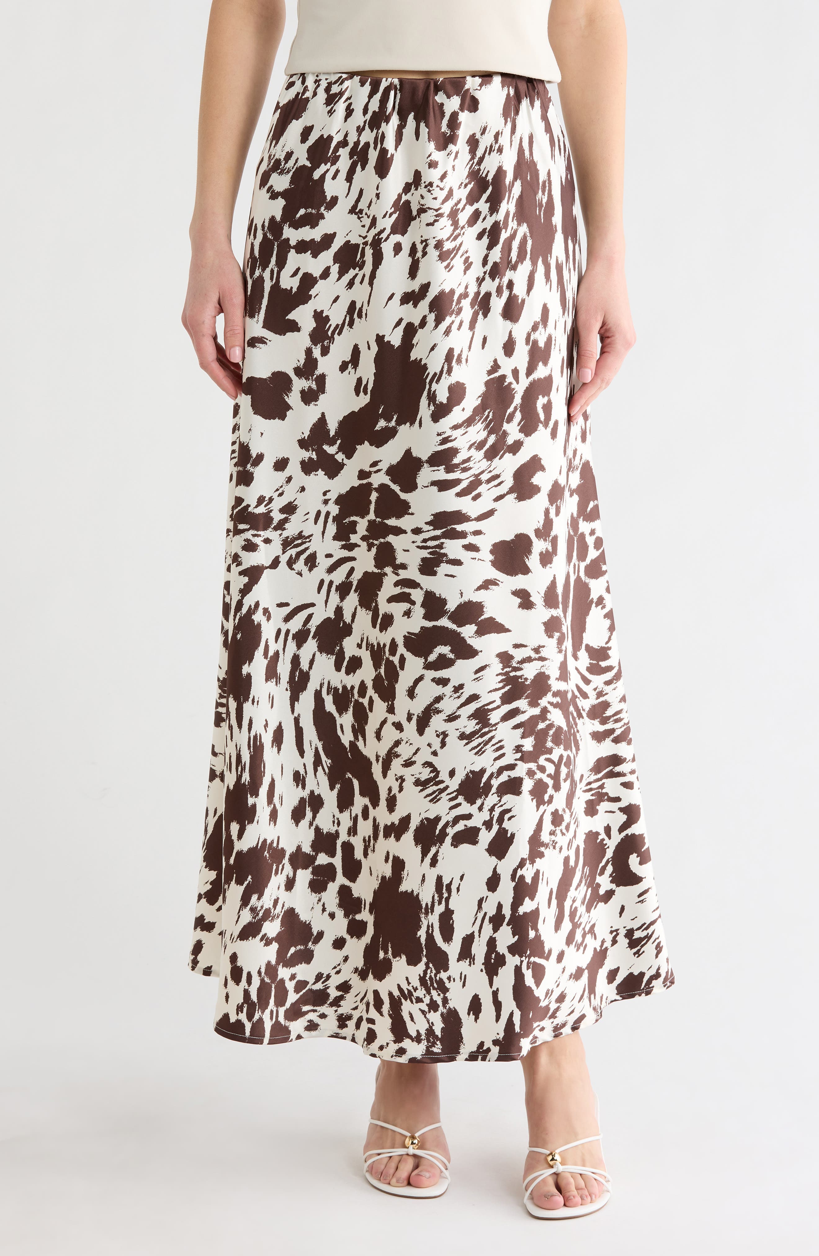 Vigoss Animal Print Satin Maxi Skirt