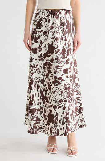 Vigoss Animal Print Satin Maxi Skirt