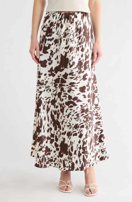 Vigoss Animal Print Satin Maxi Skirt