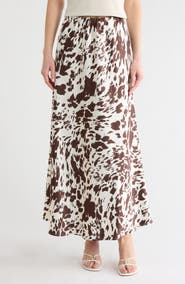 Vigoss Animal Print Satin Maxi Skirt