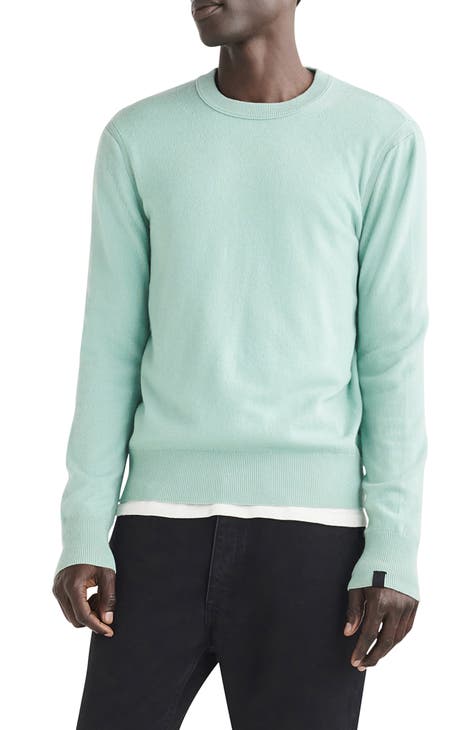 Rag & Bone Men's Green Cotton Loose Fit Crew offers Neck Long-Sleeve Size Medium