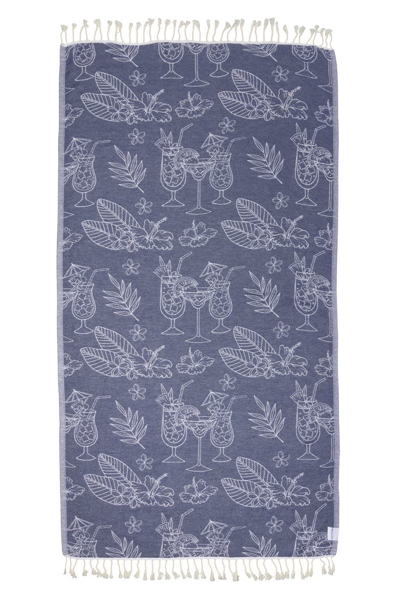 Tropical Drink Organic Turkish Towel, Main, color, Navy