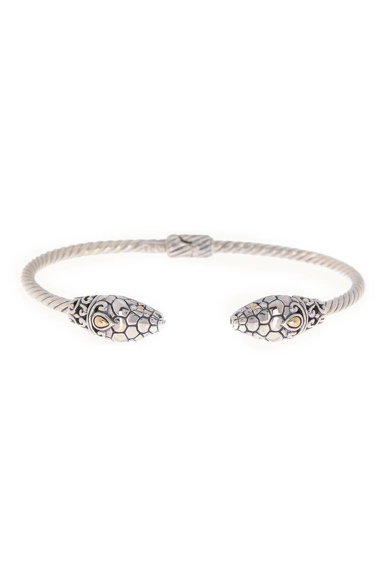 18K Gold & Sterling Silver Snake Bangle Bracelet, Main, color, SILVER AND GOLD