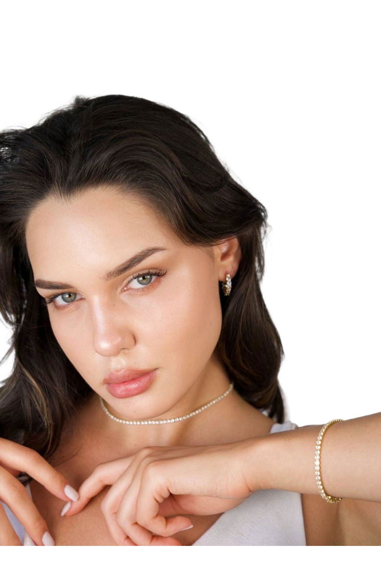 Hollywood Sensation Elegant Cubic Zirconia Choker Tennis Necklace, Alternate, color, Silver