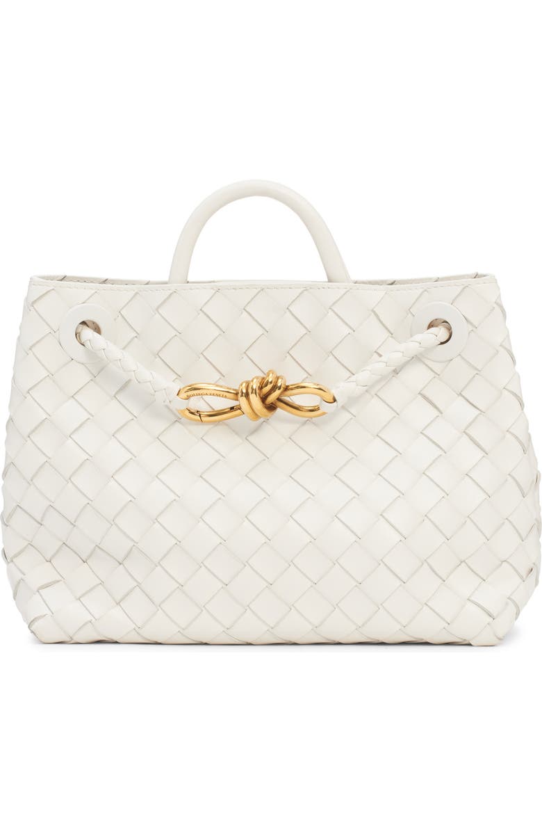 Bottega Veneta Small Andiamo Intrecciato Shoulder Bag, Main, color, White/ Brass/ White
