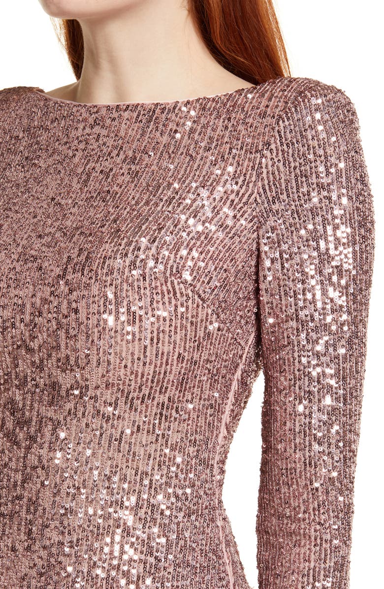 Vince Camuto Sequin Drape Back Long Sleeve Dress, Alternate, color, 