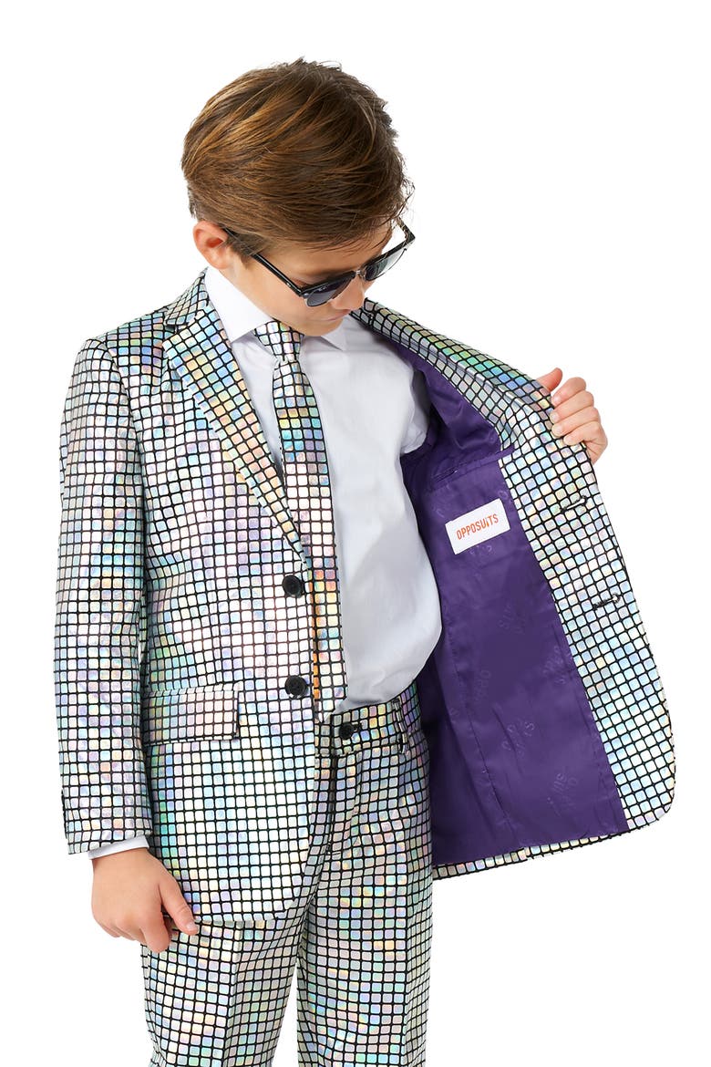 Kids' Metallic Disco Two-Piece Suit & Clip-On Tie, Alternate, color, MISCELLANEOUS