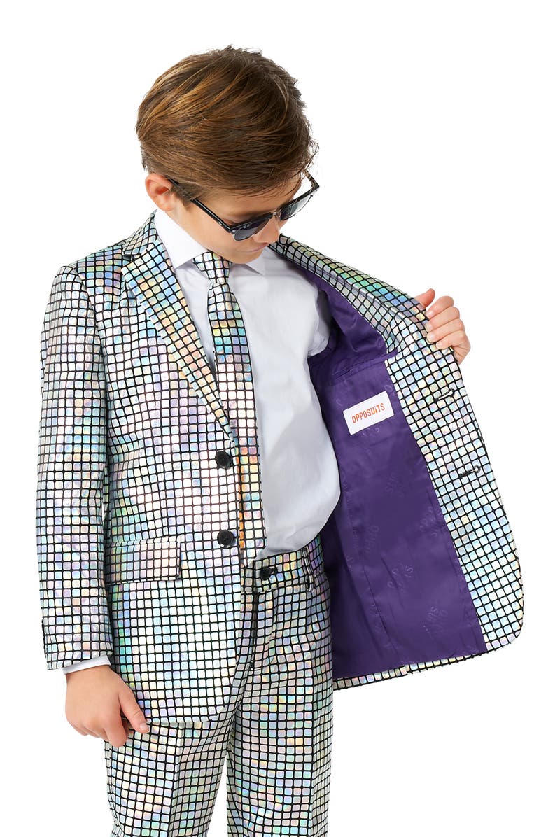 OppoSuits Kids' Metallic Disco Two-Piece Suit & Clip-On Tie, Alternate, color, Miscellaneous