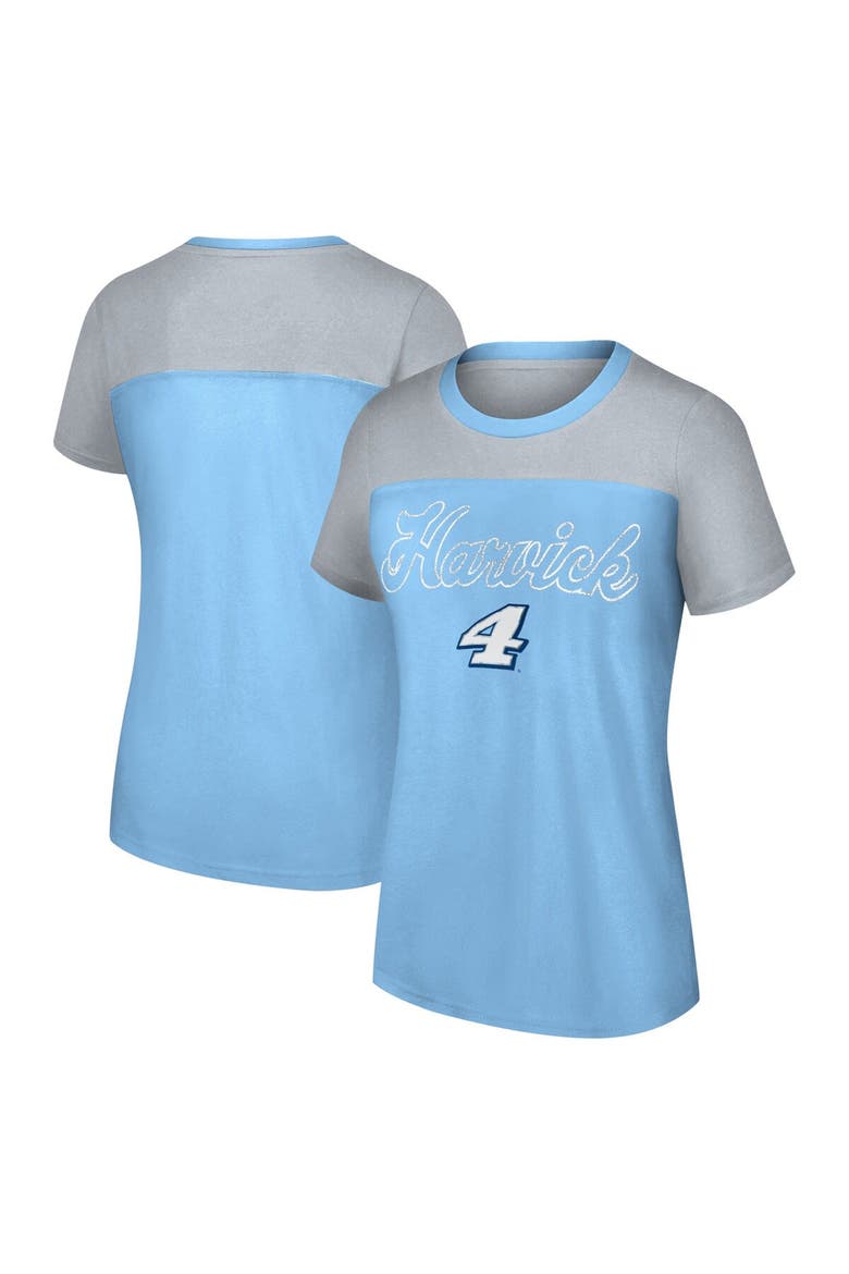 Women's G-III 4Her by Carl Banks Light Blue Kevin Harvick Cheer Color Blocked T-Shirt, Main, color, Light Blue