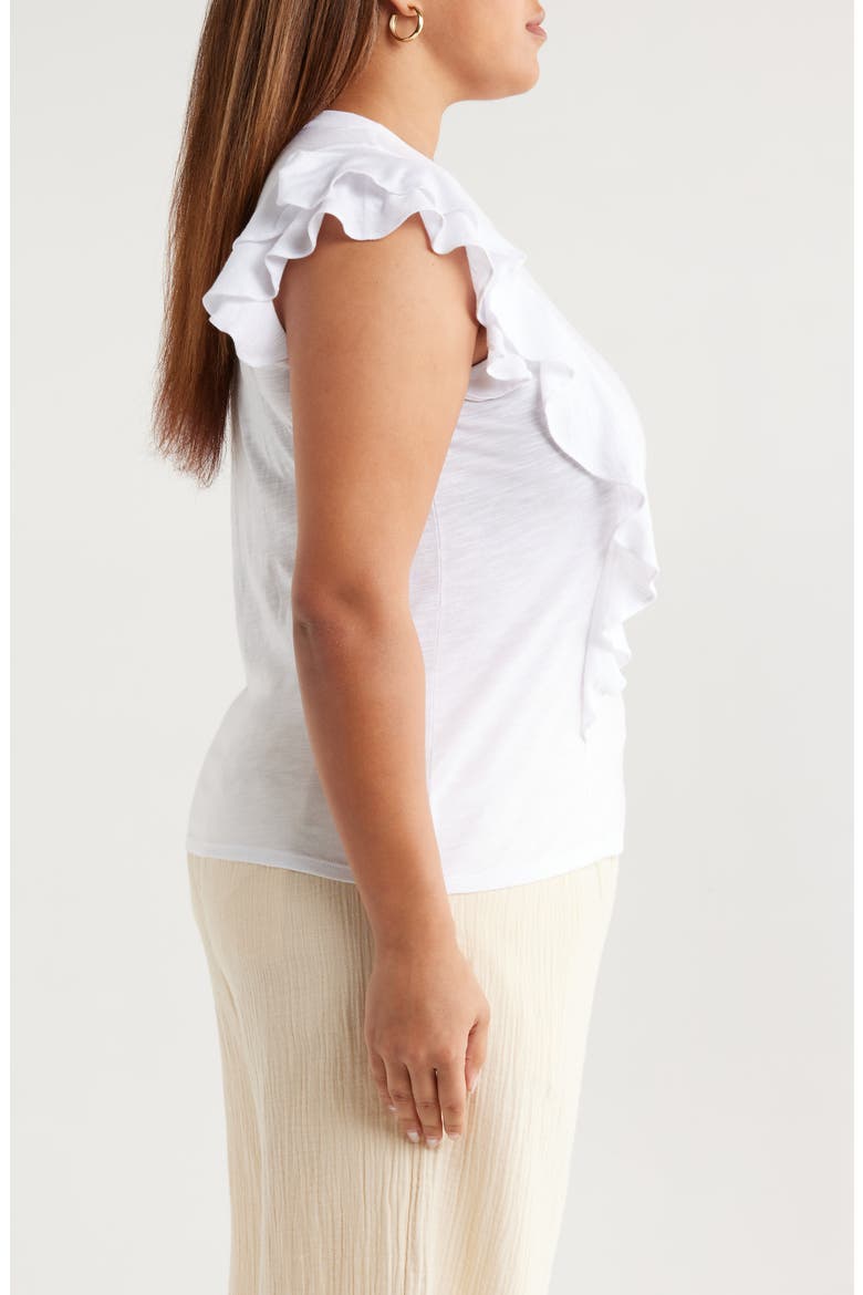 Cascade Ruffle Cotton Blend Top, Alternate, color, WHITE