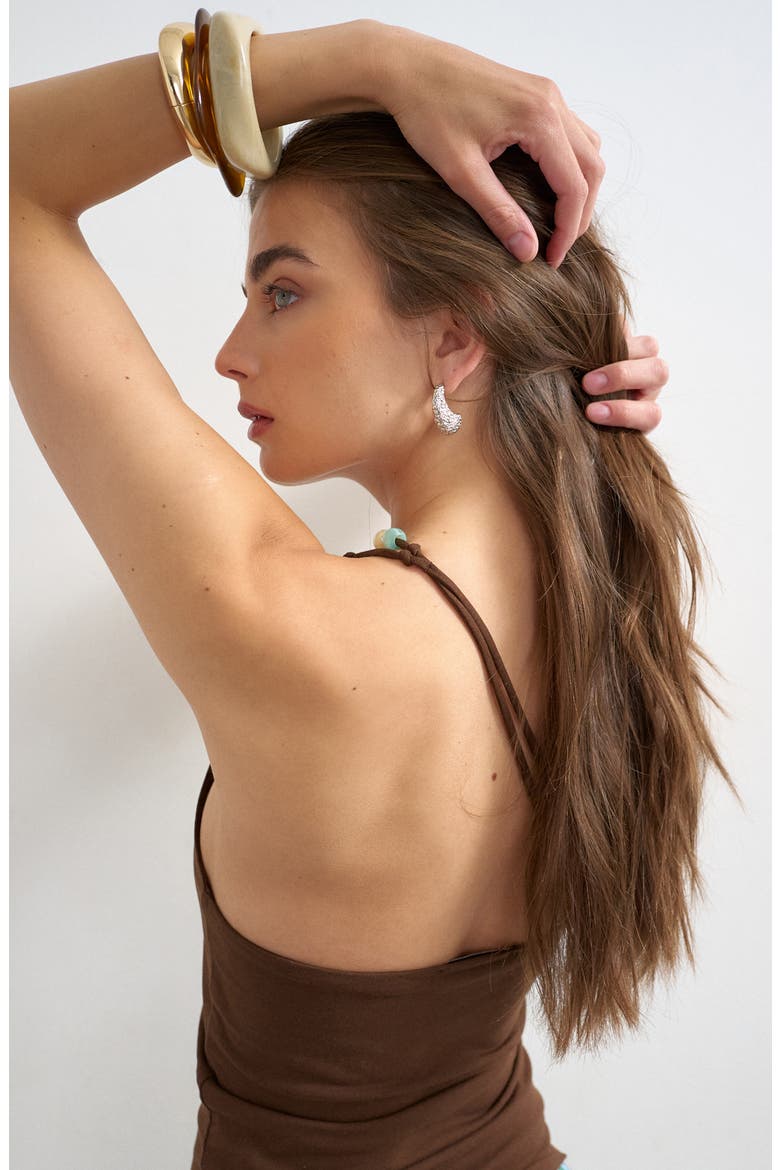 One Shoulder Beaded Strap Top, Alternate, color, BROWN