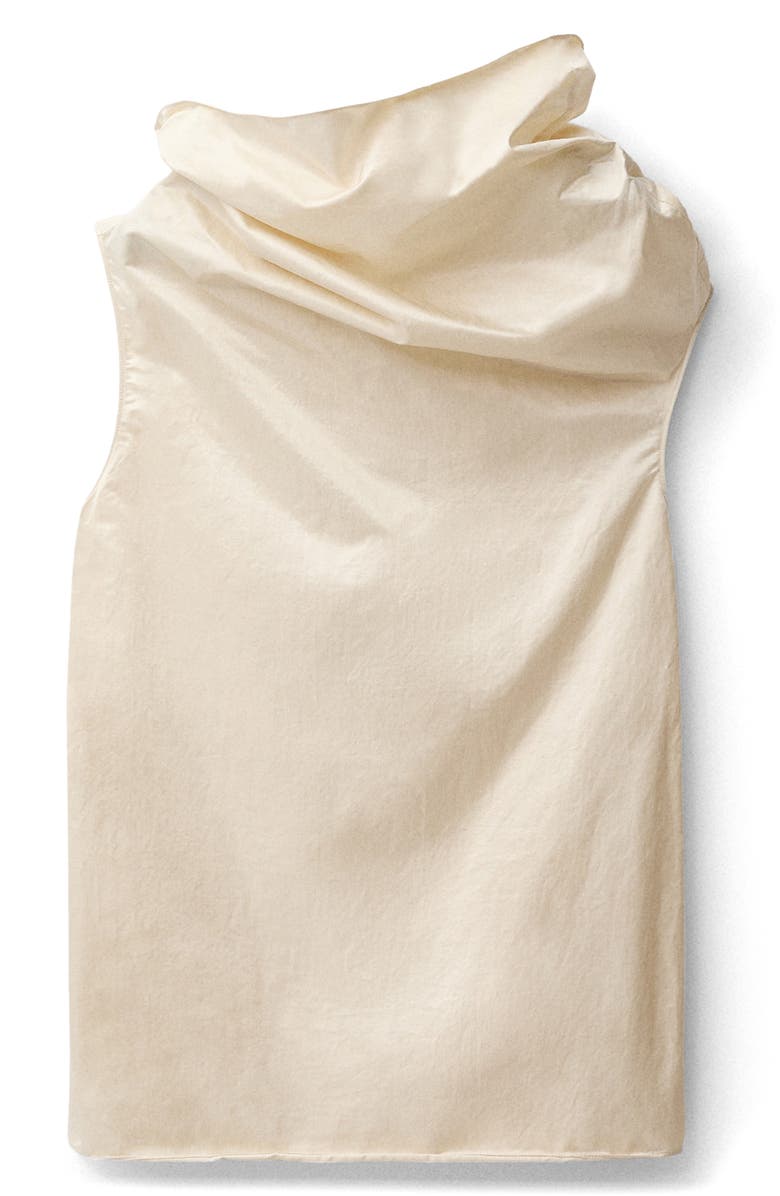 MANGO Asymmetric Draped One-Shoulder Dress, Alternate, color, Ecru