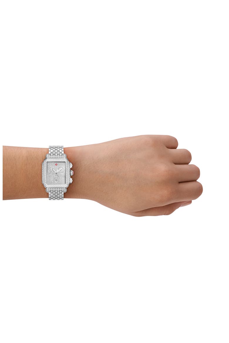 Deco Jubilee Limited Edition Diamond Pavé Chronograph Bracelet Watch, 33mm x 35mm, Alternate, color, SILVER