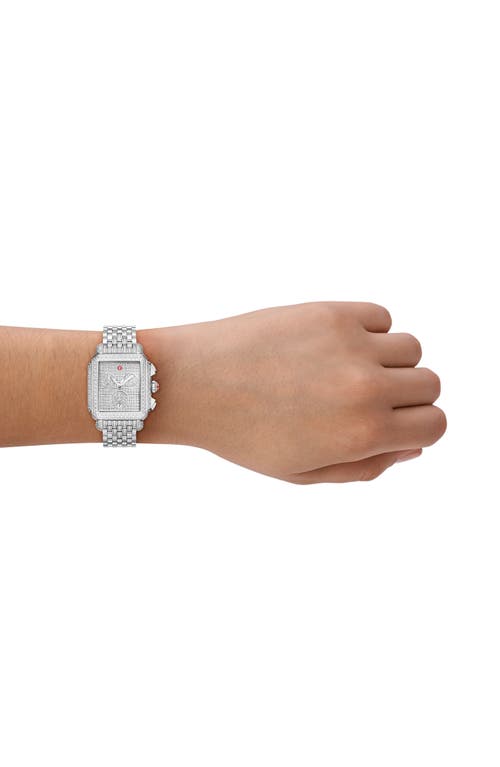 Michele Deco Jubilee Limited Edition Diamond Pavé Chronograph Bracelet Watch, 33mm X 35mm In Silver