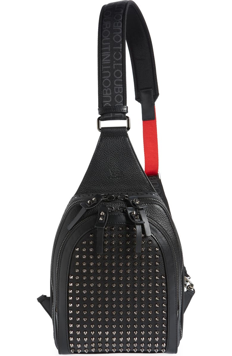 Christian Louboutin Loubifunk Spike Panel Calfskin Backpack, Main, color,