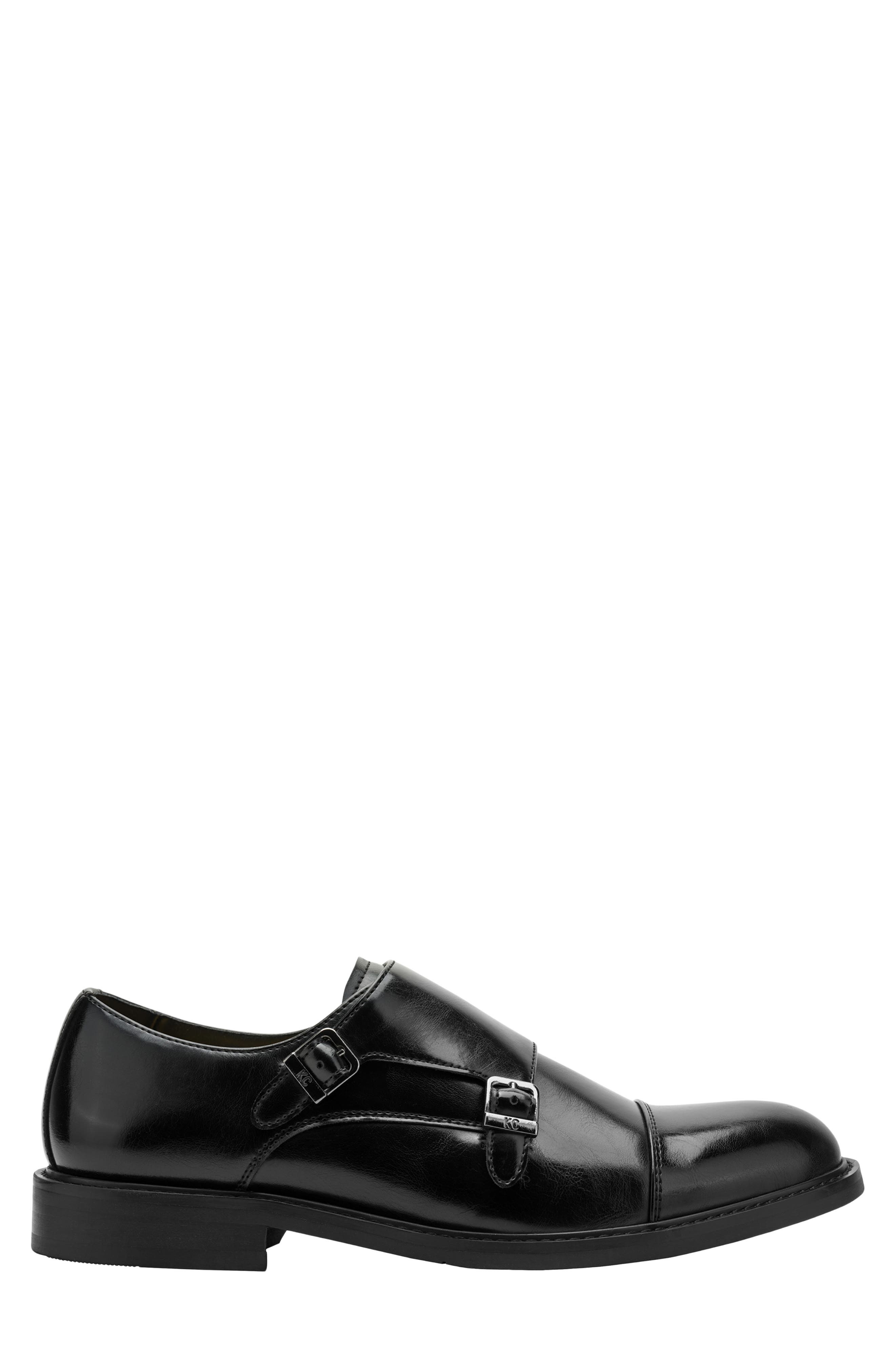 Kenneth Cole Reaction Leland Cap Toe Two Buckle Monk Shoe, Alternate, color, Black