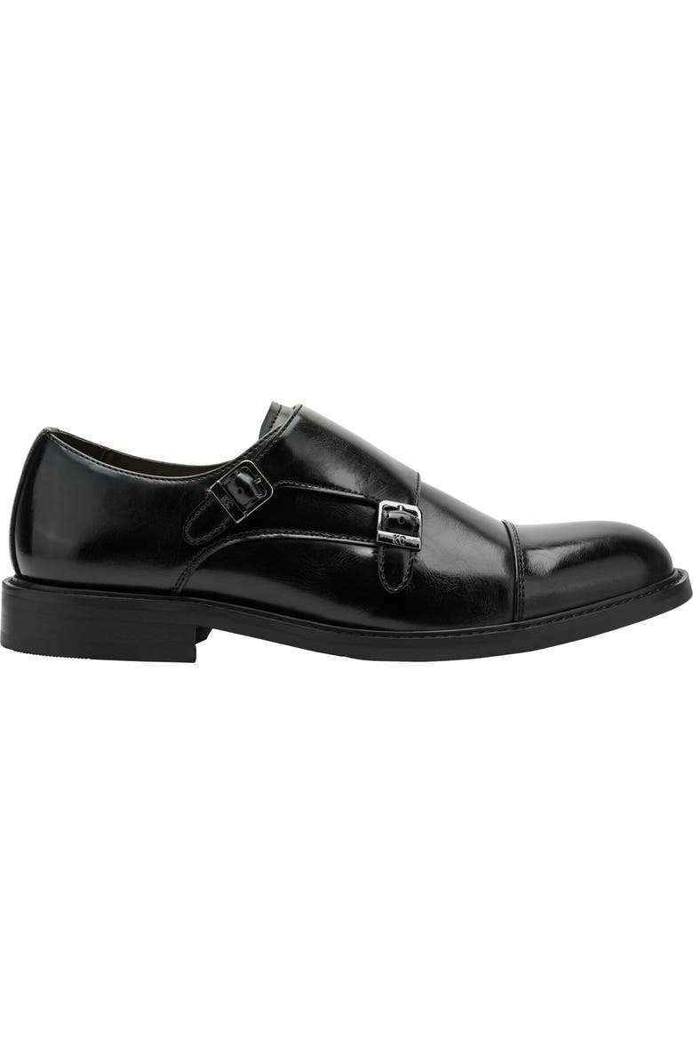 Kenneth Cole Reaction Leland Cap Toe Two Buckle Monk Shoe, Alternate, color, Black