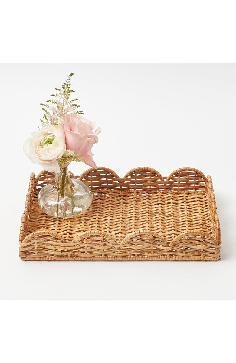 Mrs. Alice Small Scalloped Rattan Tray, Alternate, color, Neutral