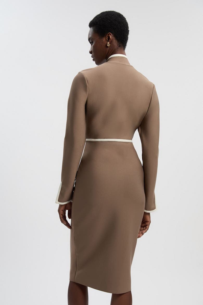 Bandage Military Piping Midi Dress, Alternate, color, Taupe