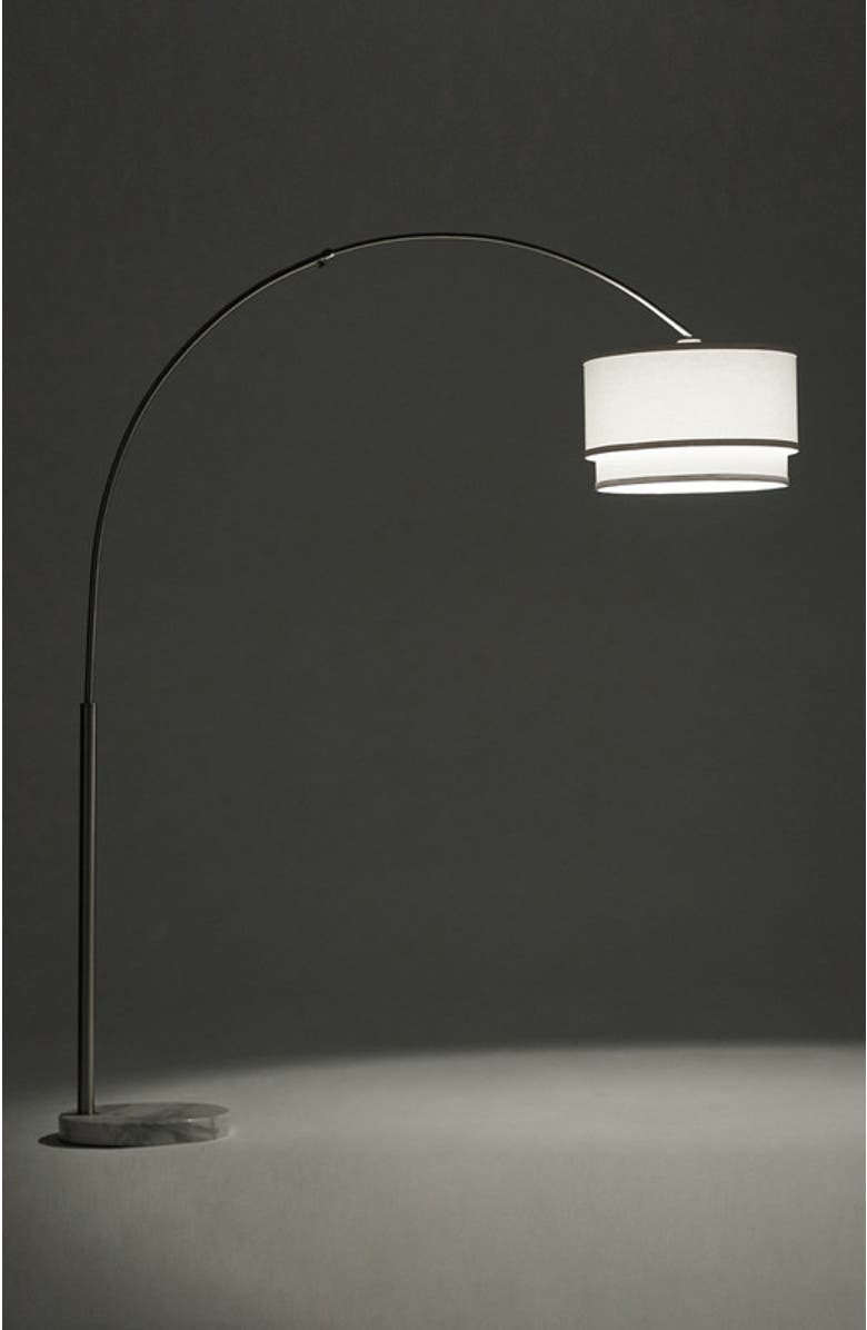 Brightech Mason 81" LED Arc Floor Lamp with Heavy-Weighted Marble Base, Alternate, color, Metallic Silver