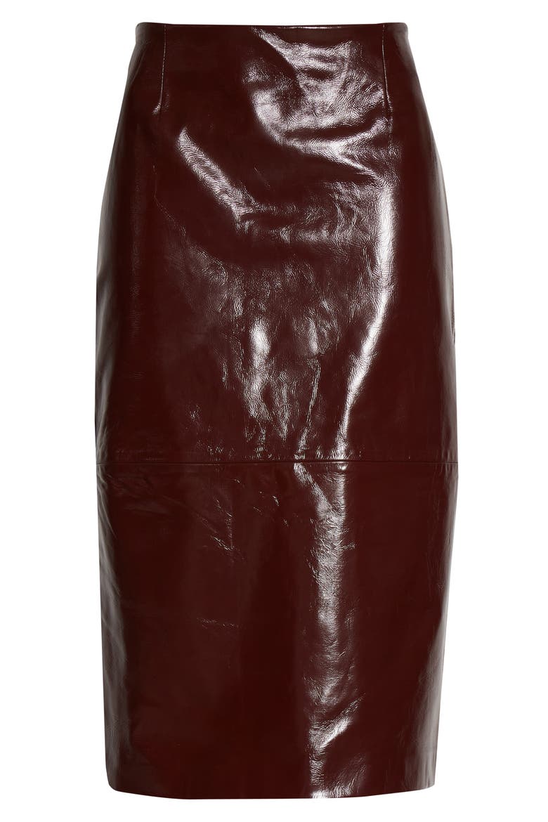 The May Patent Lambskin Leather Pencil Skirt, Alternate, color, BORDEAUX