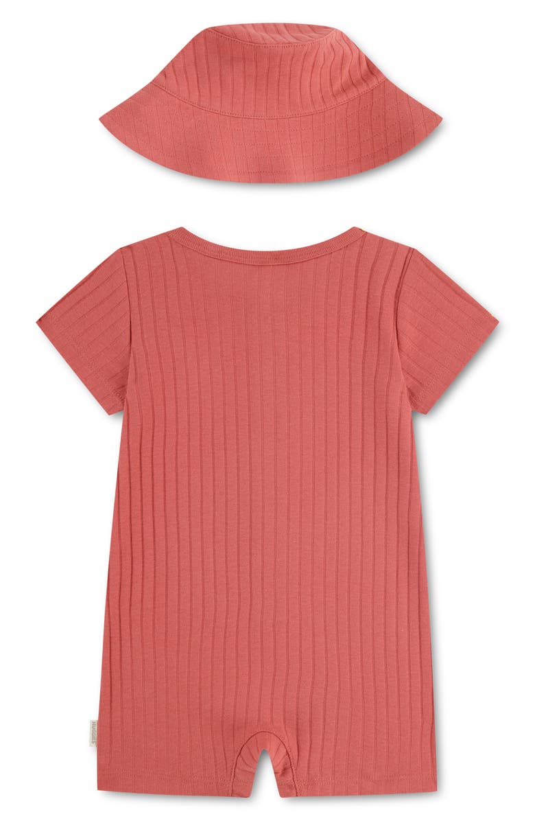 Huggies Rib Romper & Sun Hat Set, Alternate, color, Huggies Mineral Red