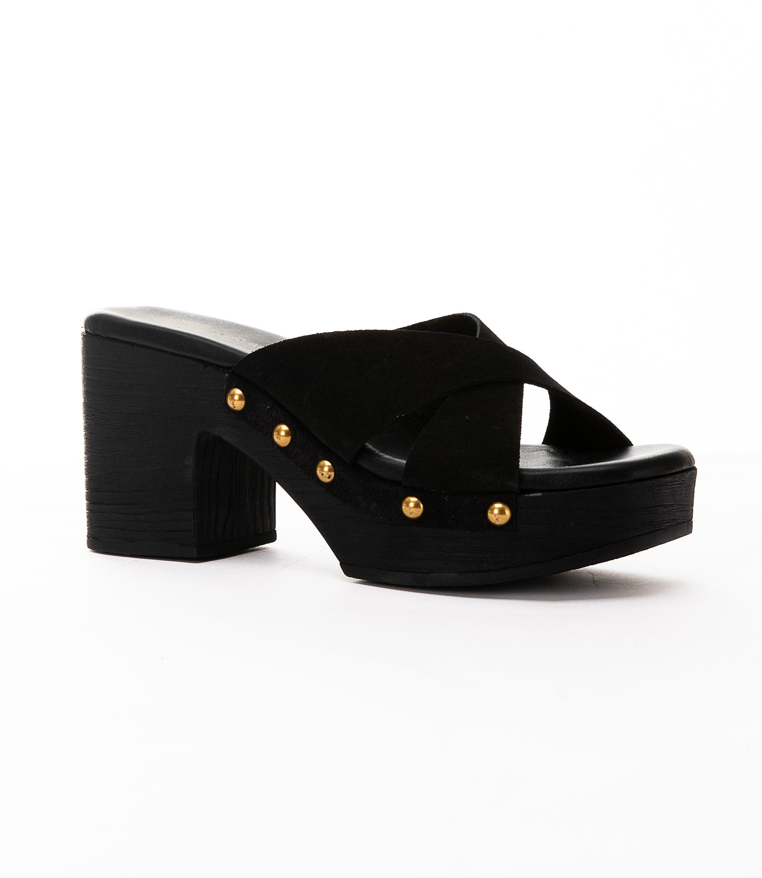 Grace Footwear Lauren Suede Block Heel Sandal, Main, color, Black