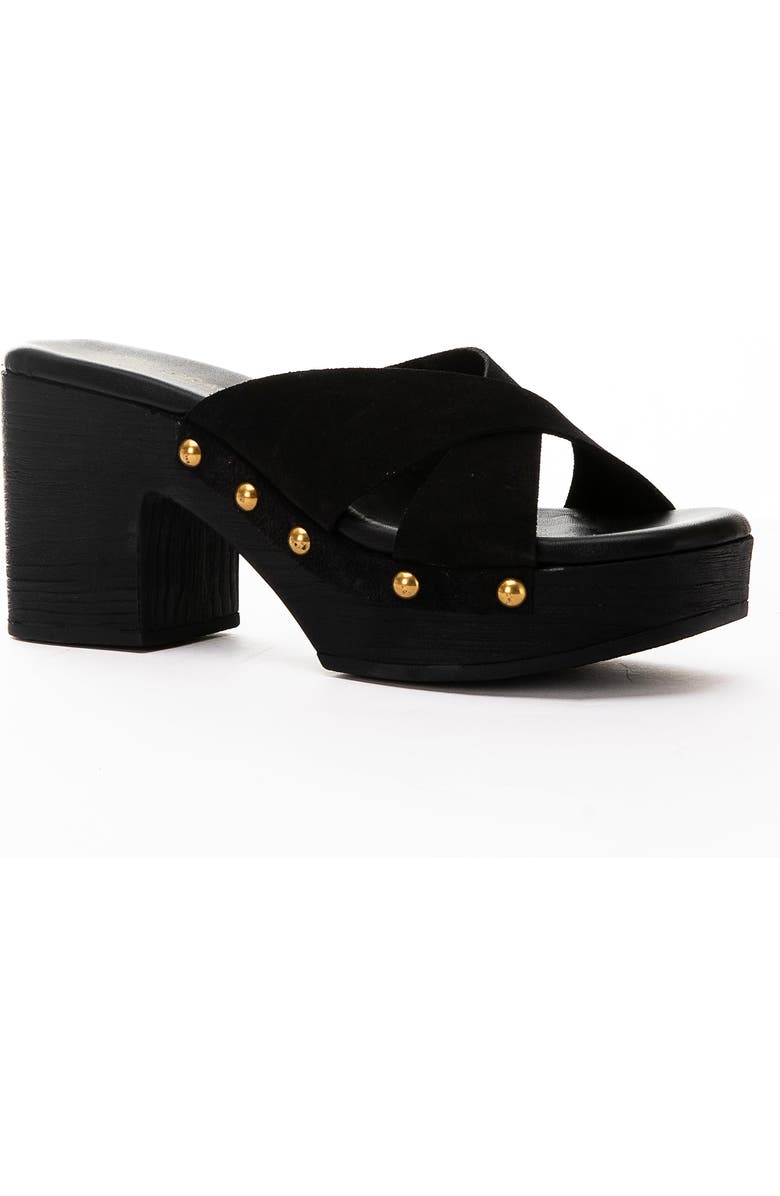 Grace Footwear Lauren Suede Block Heel Sandal, Main, color, Black