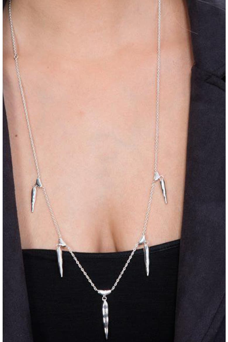 Multi Icicle Long Necklace Sterling Silver Adjustable, Alternate, color, Sterling Silver