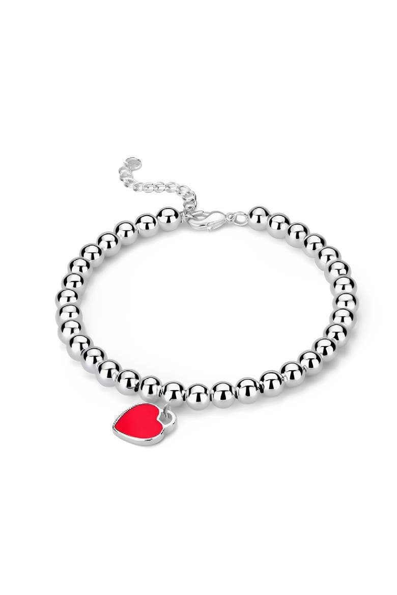 Beaded Heart Bracelet, Main, color, red