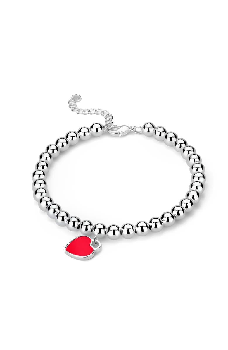 Donatello Gian Beaded Heart Bracelet, Main, color, Red