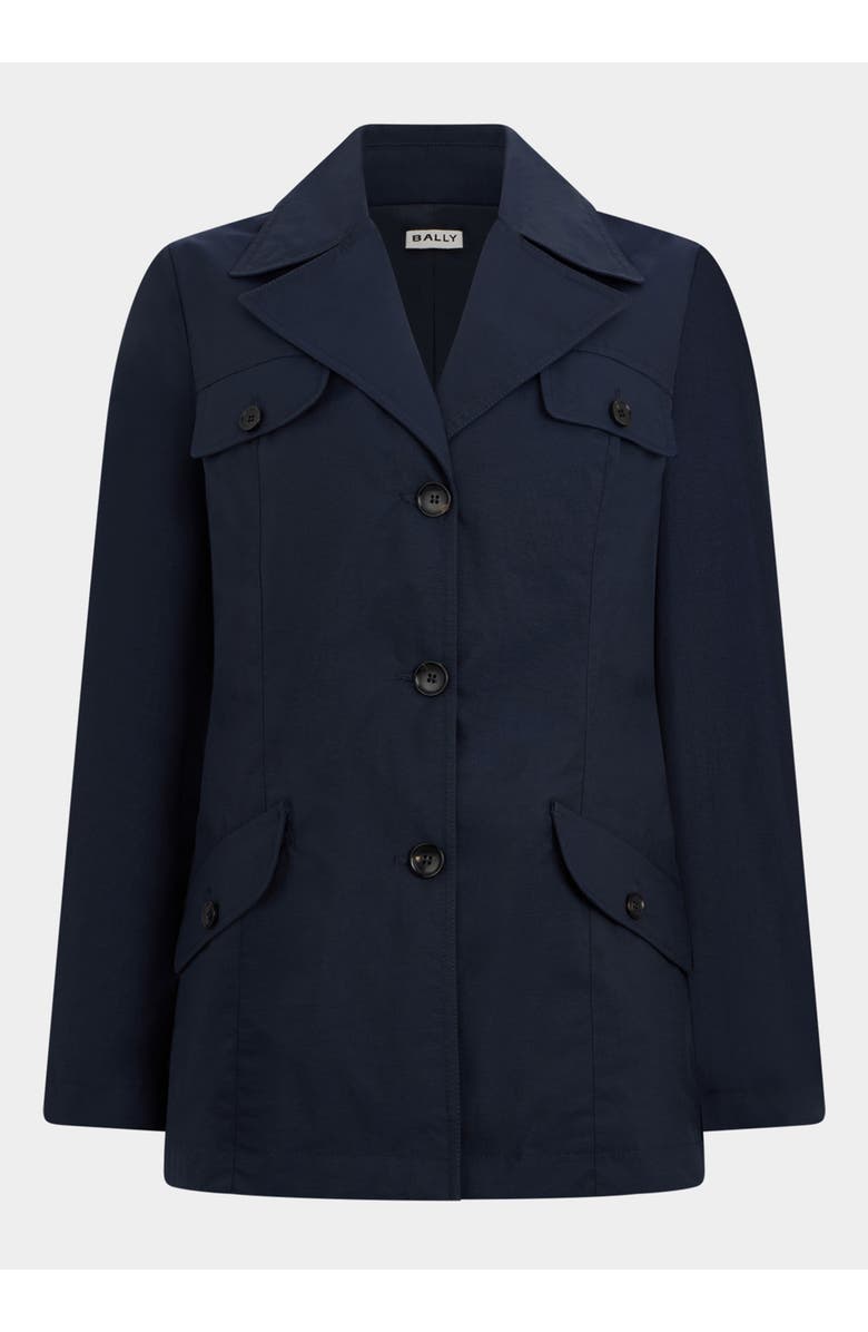 Bally Belted Jacket in Nylon, Main, color, Blue