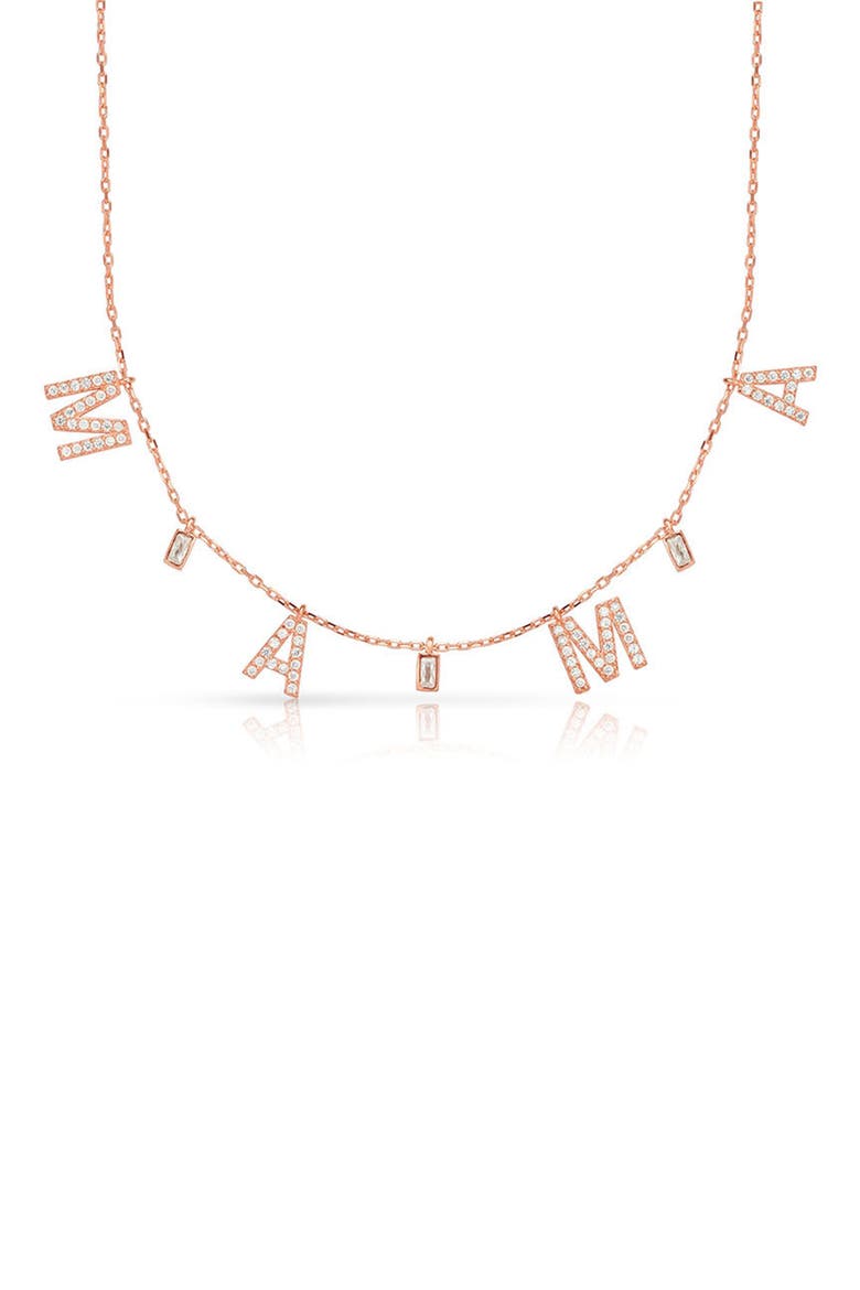 14K Gold Plated Sterling Silver & CZ 'Mama' Necklace, Main, color, ROSE GOLD