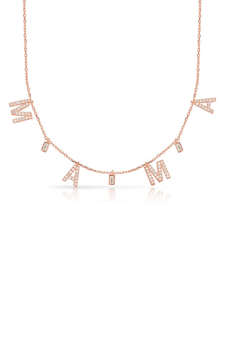 SPHERA MILANO 14K Gold Plated Sterling Silver & CZ 'Mama' Necklace, Main, color,