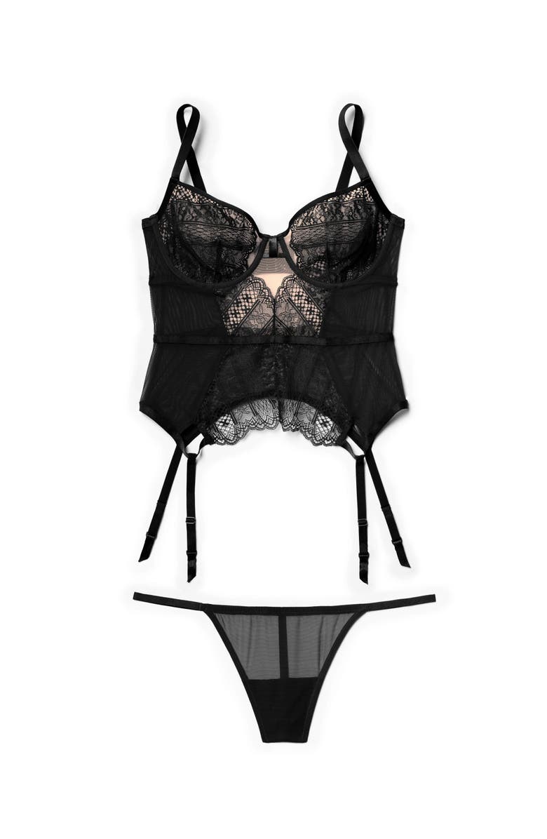 Adore Me Naya Unlined Bustier & G-String Set, Alternate, color, 