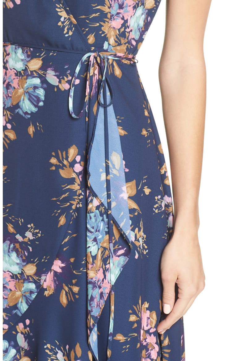 Floral Sleeveless Wrap Dress, Alternate, color, NAVY FLORAL