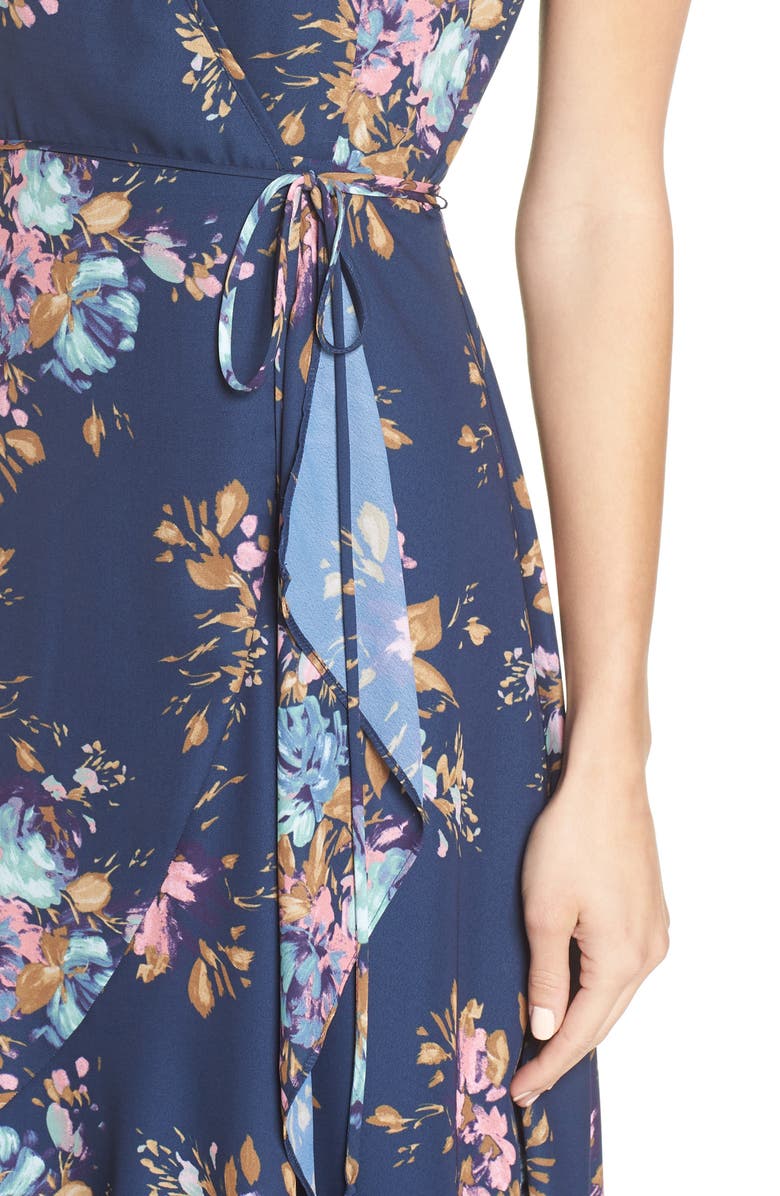 Charles Henry Floral Sleeveless Wrap Dress, Alternate, color,