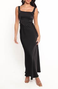 Petal & Pup Emile Sleeveless Hammered Satin Maxi Dress