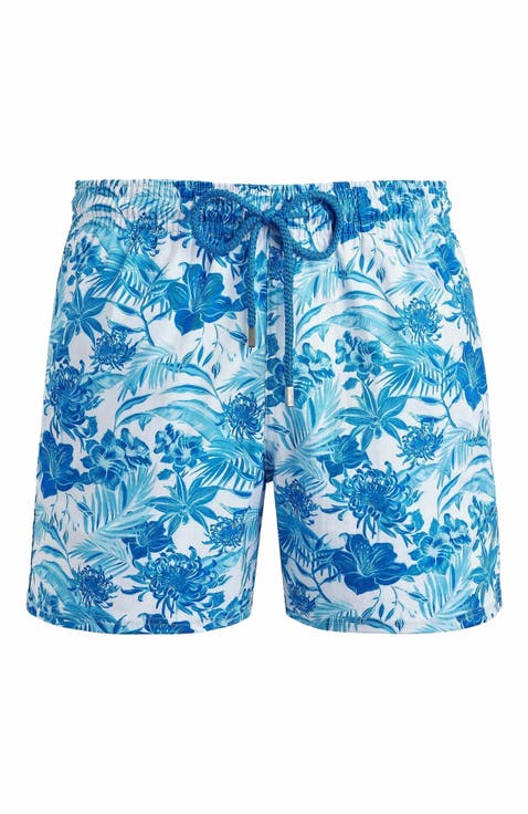 Men's Tahiti Flowers Stretch Swim Trunks