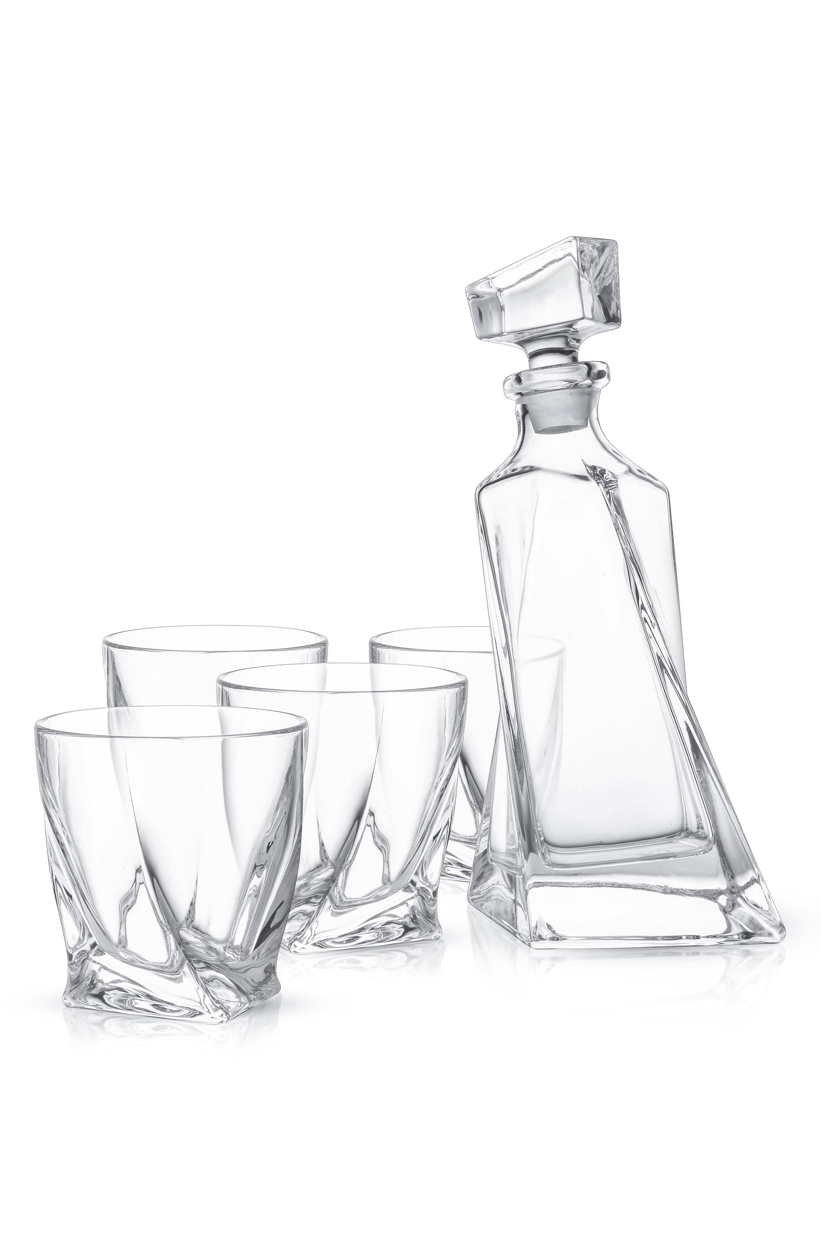 JoyJolt Atlas Whiskey Decanter Five-Piece Set