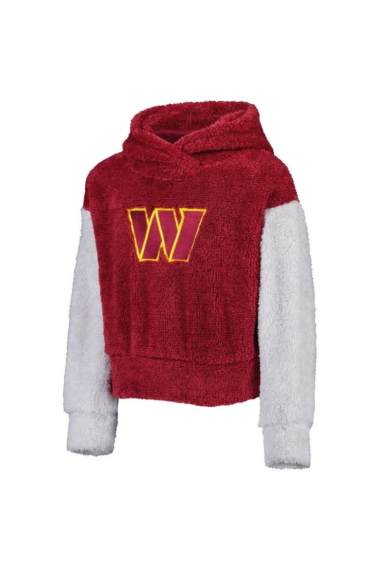 Girls Youth Burgundy/Gray Washington Commanders Game Time Teddy Fleece Pullover Hoodie, Alternate, color, Burgundy
