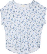 Lucky Brand Abstract Floral Short Sleeve Knit Top