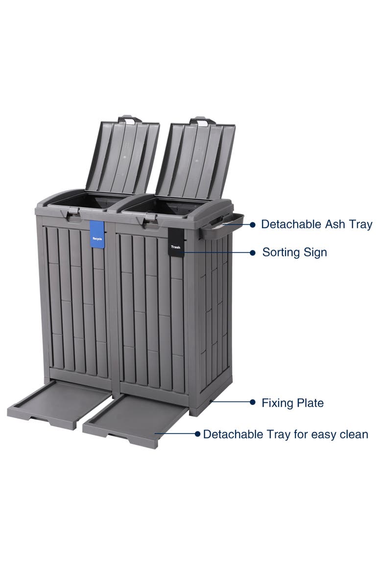 62 Gallon Outdoor Trash Can Ash Tray, Alternate, color, Gray