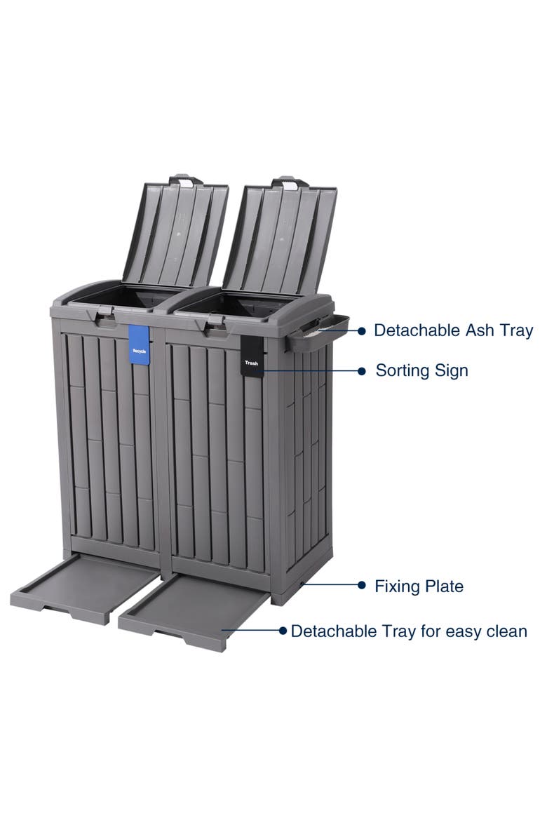 Ashfield & Harkness 62 Gallon Outdoor Trash Can Ash Tray, Alternate, color, Gray