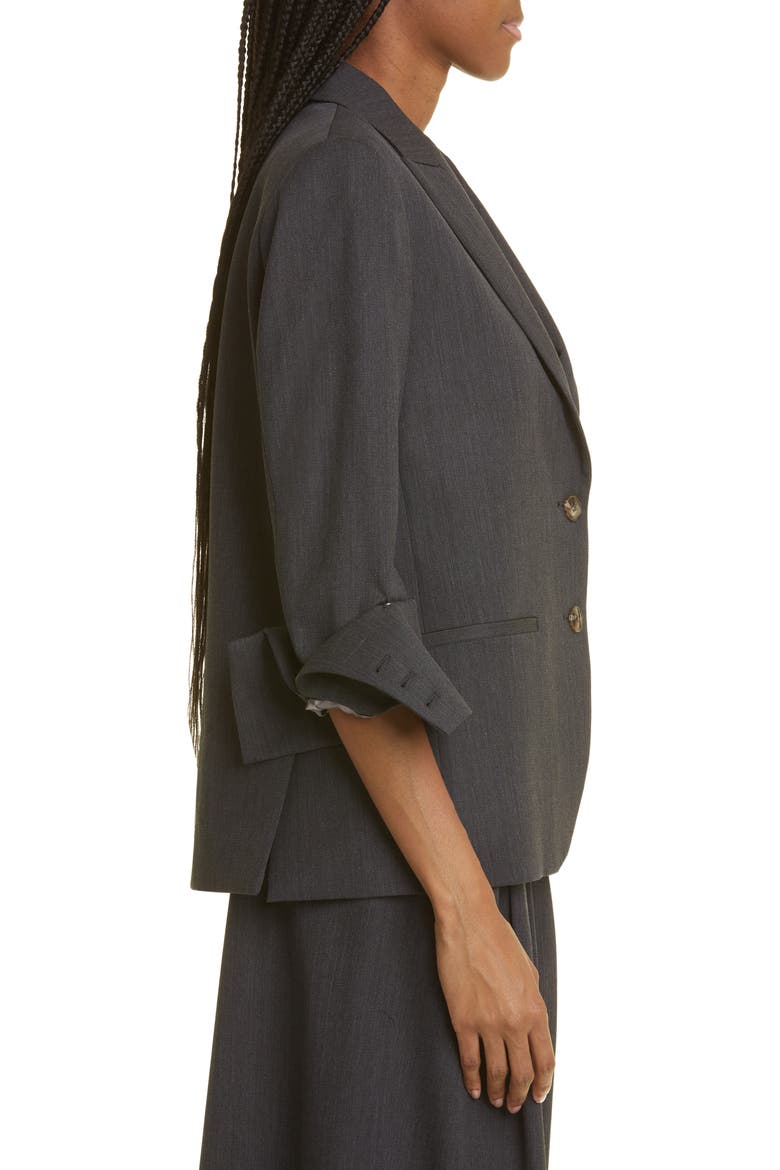 Boyfriend Stretch Wool Blazer, Alternate, color, DARK CHARCOAL