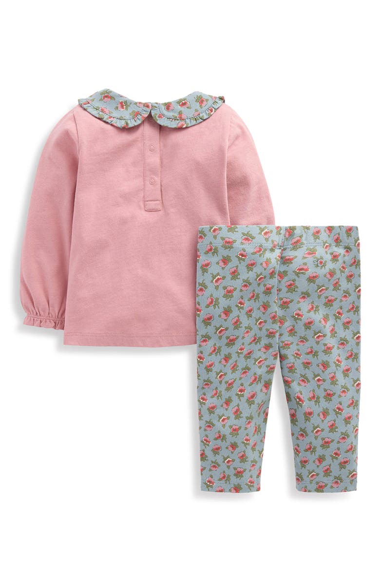 Kids' Collared Jersey Top & Pants Set, Alternate, color, PINK/ BLUE DITSY FLORAL