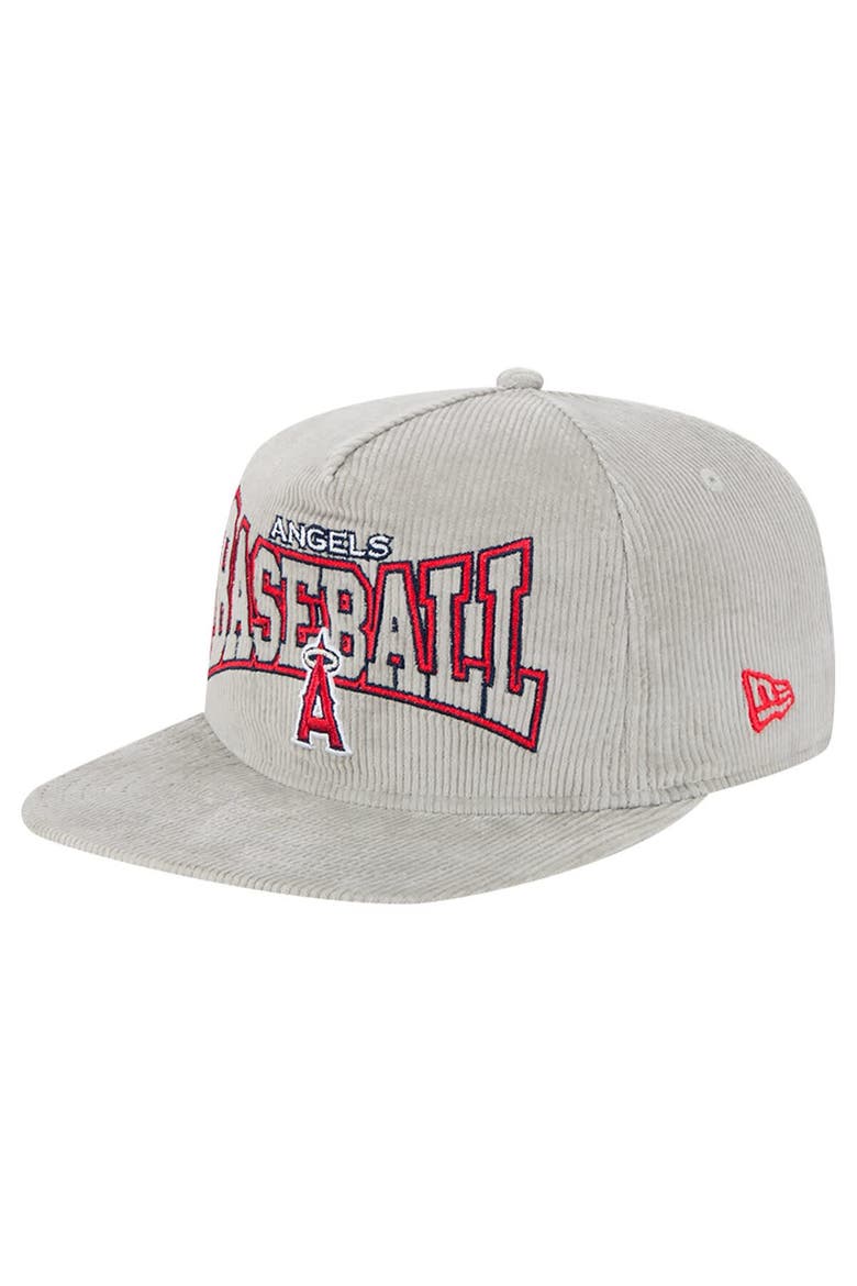 Men's New Era Gray Los Angeles Angels Corduroy Golfer Snapback Hat, Main, color, Gray